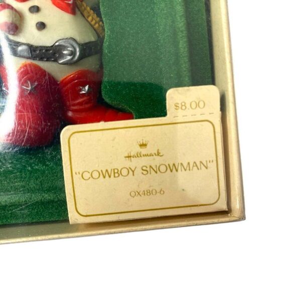 Cowboy Snowman Hallmark Ornament 1982 New in Box - Picture 4 of 4